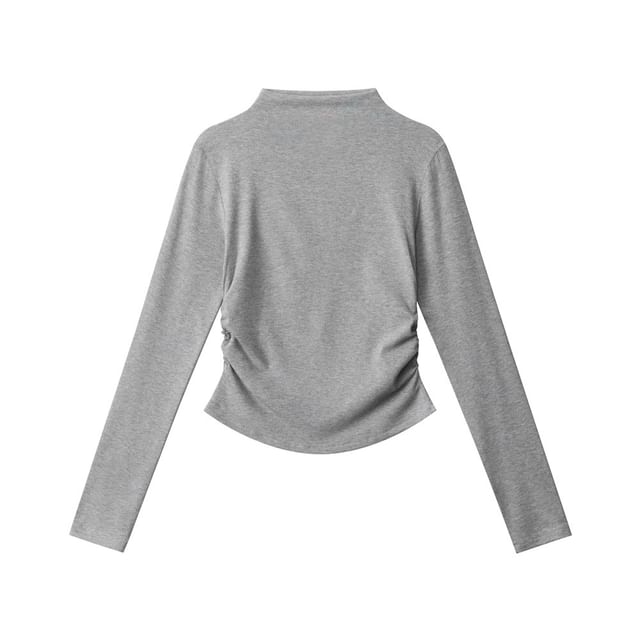Solid Mock Neck Long-Sleeve Pullover