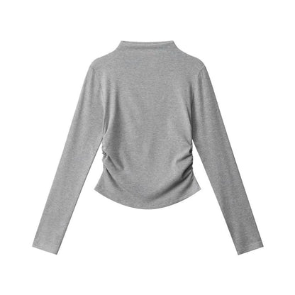 Solid Mock Neck Long-Sleeve Pullover
