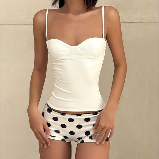 Solid Cropped Camisole with Lace Accents