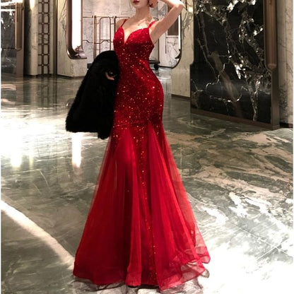 Sleeveless Sweetheart Neckline Glitter Mermaid Evening Gown