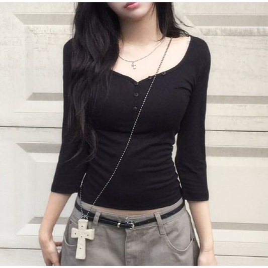 Scoop Neck Slim-Fit Crop Tee
