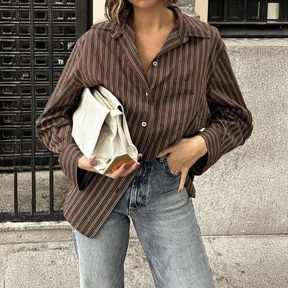 Striped Pocket-Front Long-Sleeve Shirt