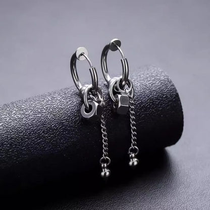 Nut Stainless Steel Dangle Earring / Clip On Earring / Set