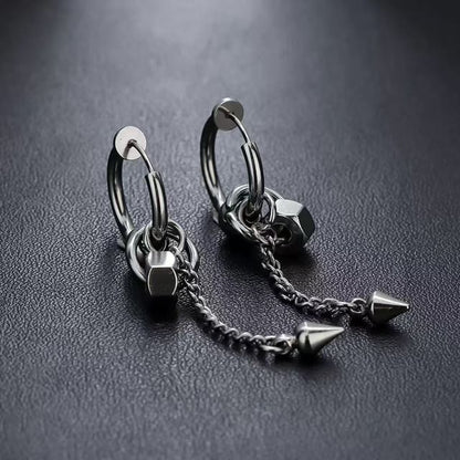 Nut Stainless Steel Dangle Earring / Clip On Earring / Set