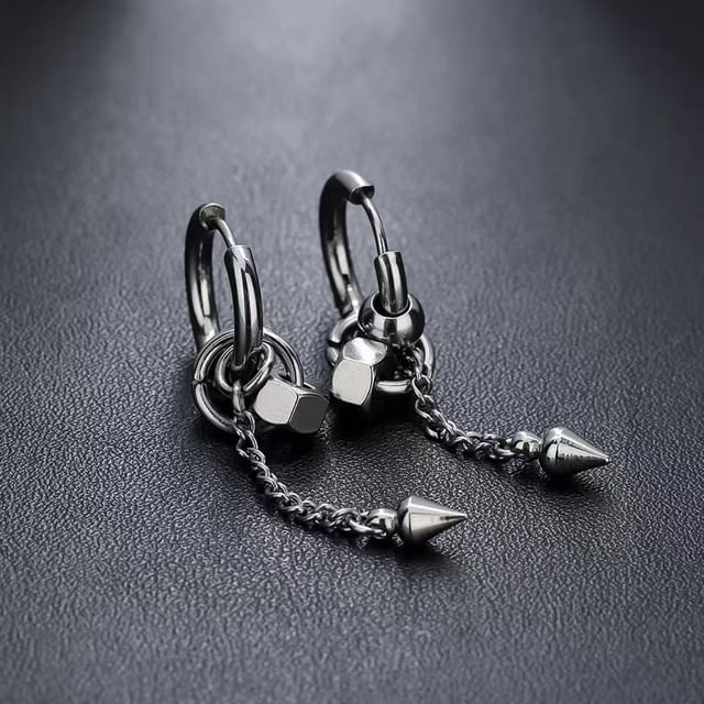Nut Stainless Steel Dangle Earring / Clip On Earring / Set