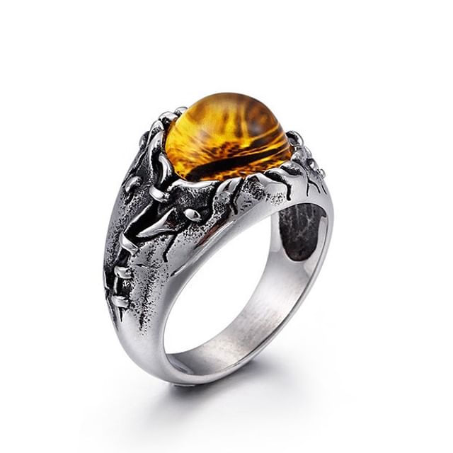 Gemstone Textured Ring