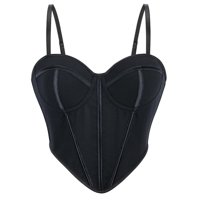 Sheer Mesh Bustier Top in Solid Color