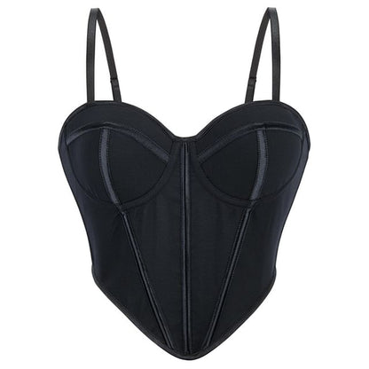 Sheer Mesh Bustier Top in Solid Color
