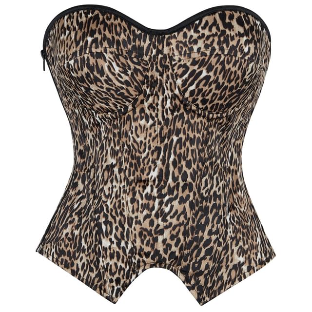 Leopard Print Corset Tube Top for Edgy Look