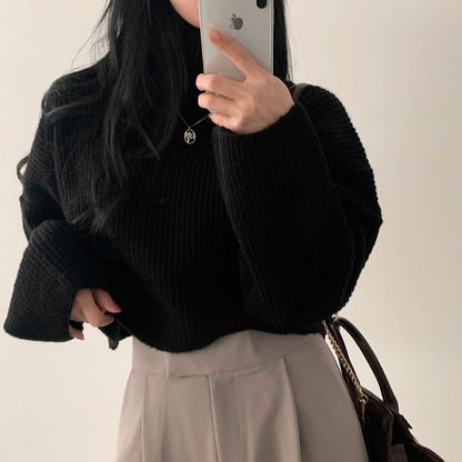 Ribbed Turtleneck Sweater in Solid Tone