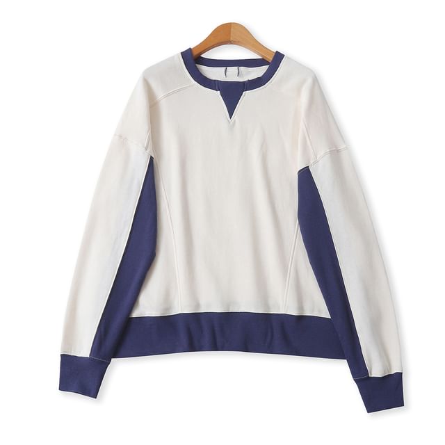 Two-Tone Crew Neck Oversized Sweatshirt