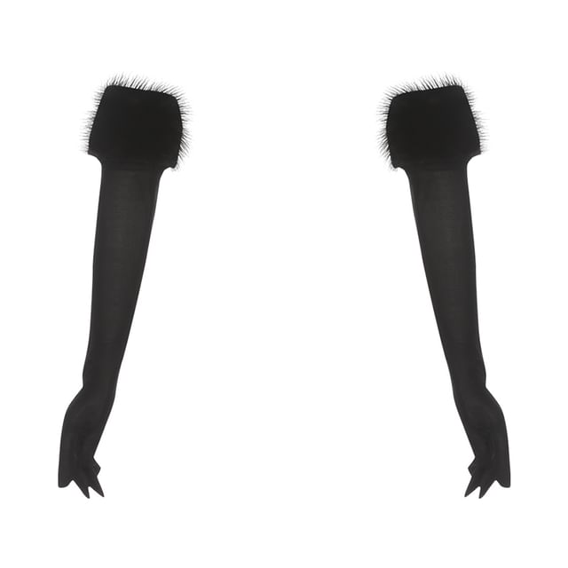 Strapless Fluffy Trim Top with Gloves