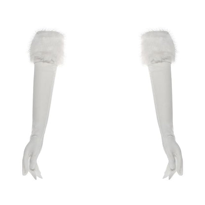 Strapless Fluffy Trim Top with Gloves