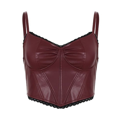 Asymmetrical Lace-Trimmed Cropped Camisole