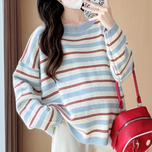 Maternity Striped Crewneck Sweater
