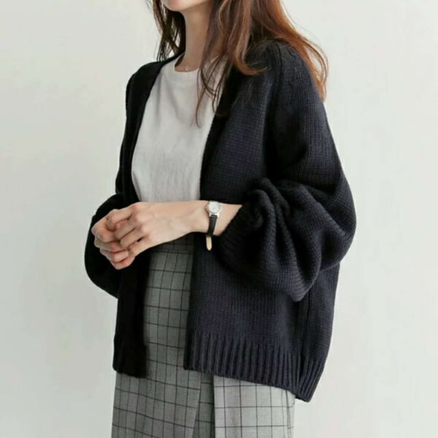 Open Front Plain Cardigan