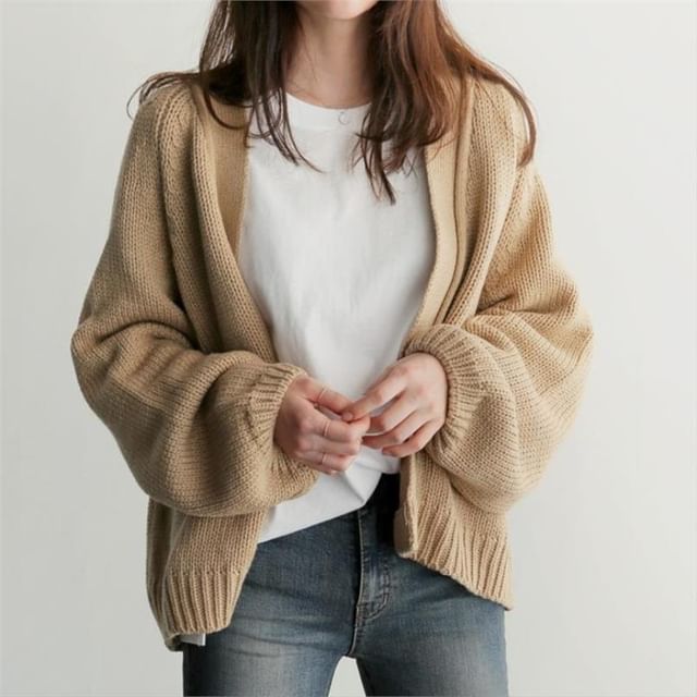Open Front Plain Cardigan