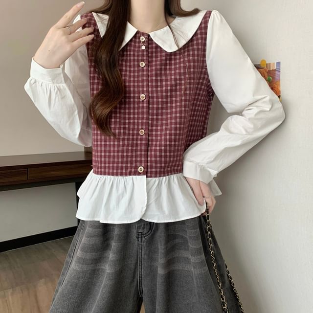 Checkerboard Pattern Long Sleeve Shirt