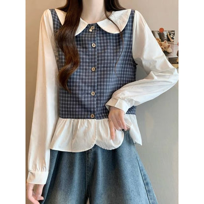 Checkerboard Pattern Long Sleeve Shirt