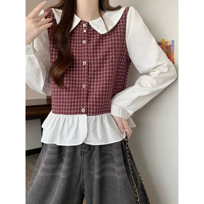 Checkerboard Pattern Long Sleeve Shirt
