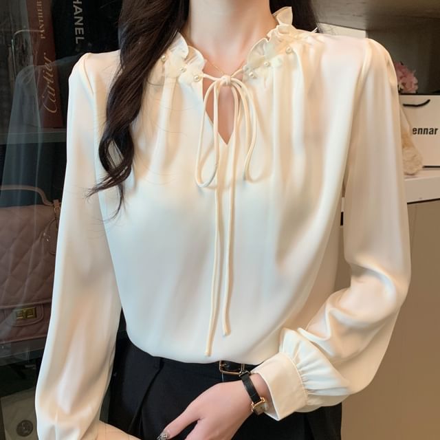Frill Trim Long Sleeve Blouse