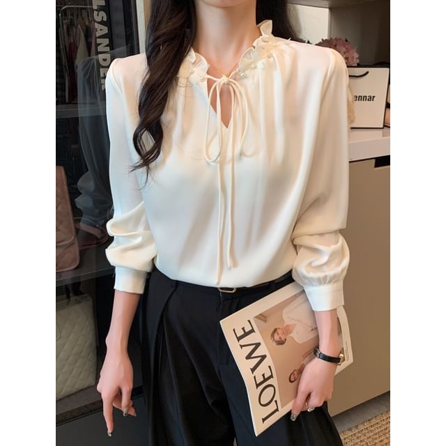 Frill Trim Long Sleeve Blouse