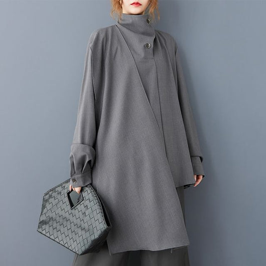 Asymmetrical Stand Collar Blouse