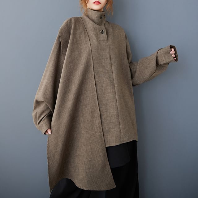 Asymmetrical Stand Collar Blouse