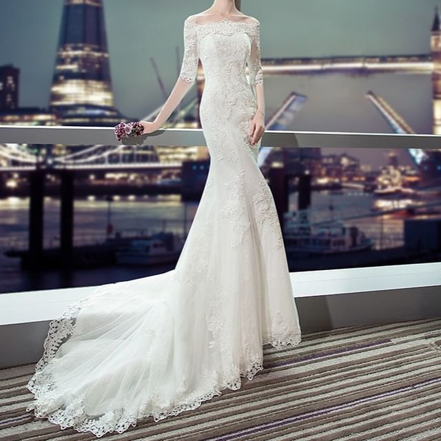 Off-Shoulder Mermaid Lace Wedding Gown (Various Designs)