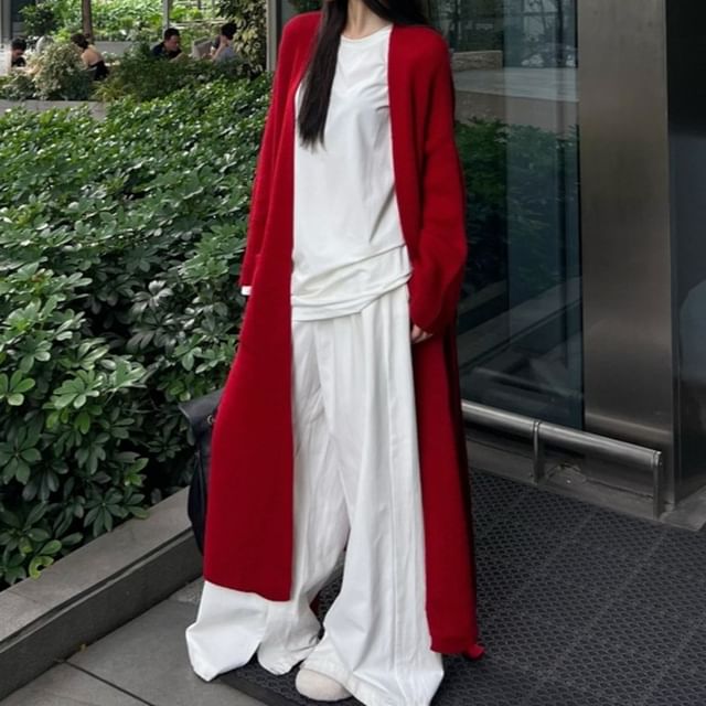 Plain Open Front Cardigan