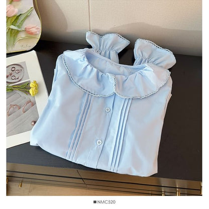Peter Pan Collar Pleated Loose Blouse