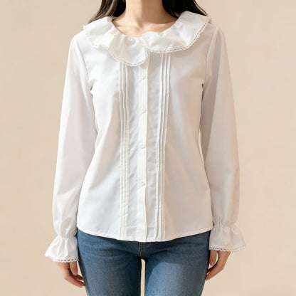 Peter Pan Collar Pleated Loose Blouse