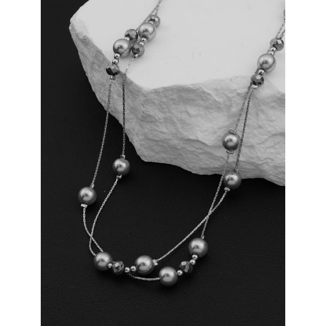 Faux Pearl Station Necklace