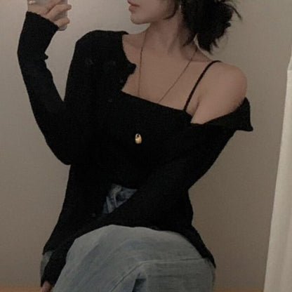 Cropped Knit Camisole & Cardigan Set