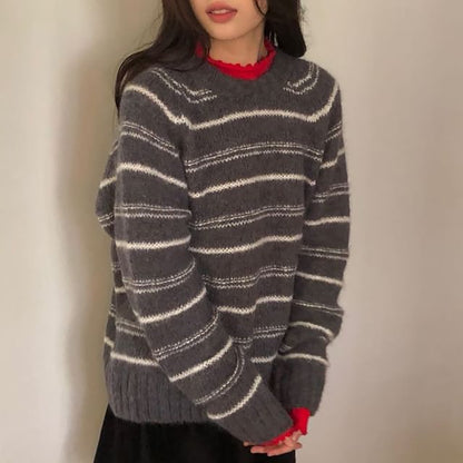 Striped Crewneck Knit Sweater