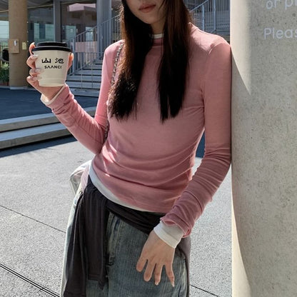 Crewneck Long-Sleeve Solid T-Shirt