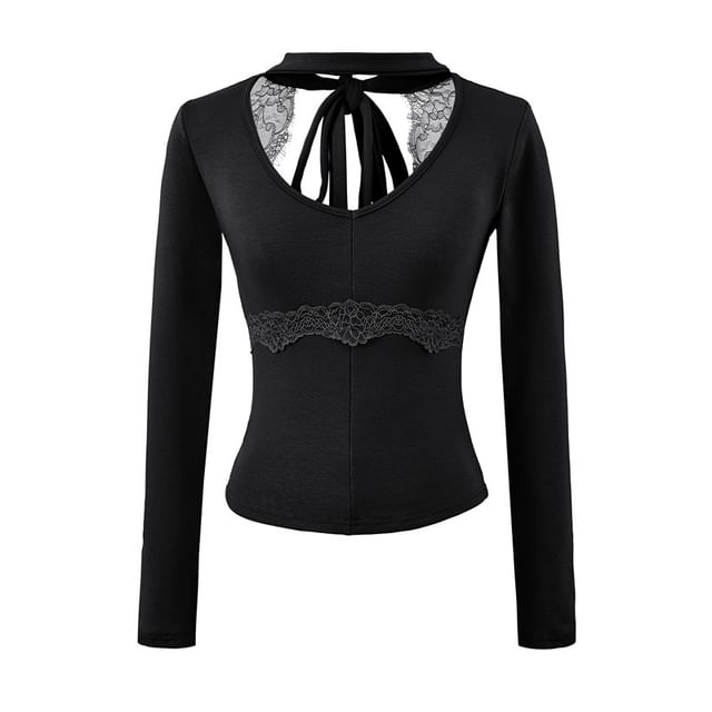Halter Neck Lace Crop Top with Open Back