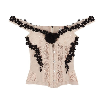 Off Shoulder Lace Corset Top and Maxi Skirt Set