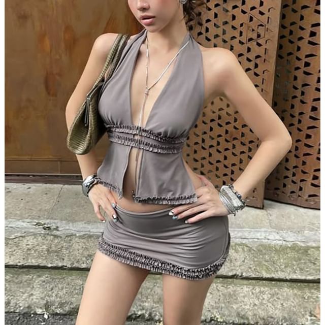 Halter Crop Tank & Mini Skirt Set