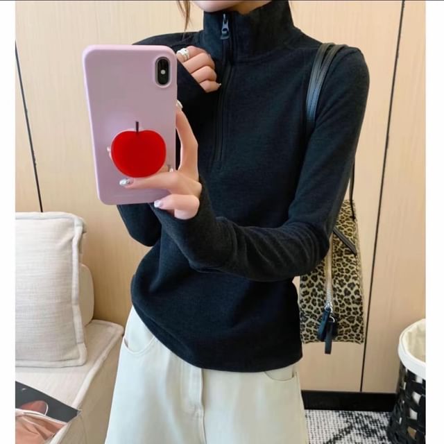 Half-Zip Mock-Neck Long-Sleeve Shirt