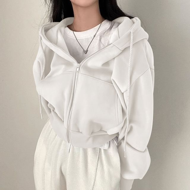 Cropped Zip-Up Hoodie