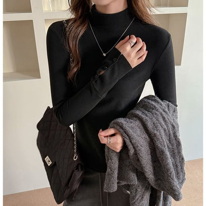 Mock-Neck Long-Sleeve Tee