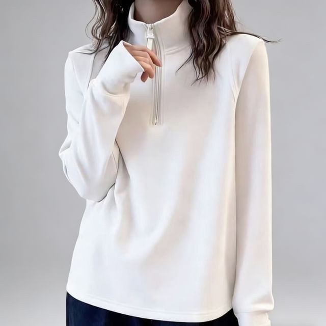 Half-Zip Mock-Neck Long-Sleeve Shirt