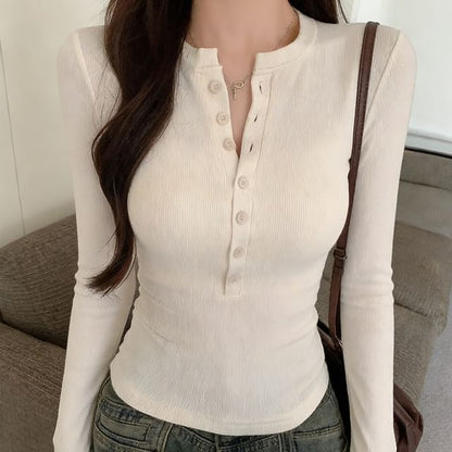 Henley Long-Sleeve Plain Tee