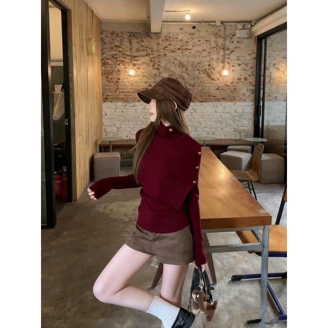 Knit Cape and Mock Neck Knit Top Set