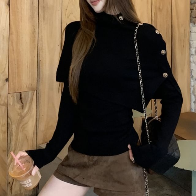 Knit Cape and Mock Neck Knit Top Set