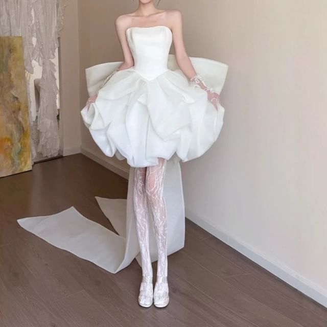 Strapless A-Line Balloon Short Wedding Gown