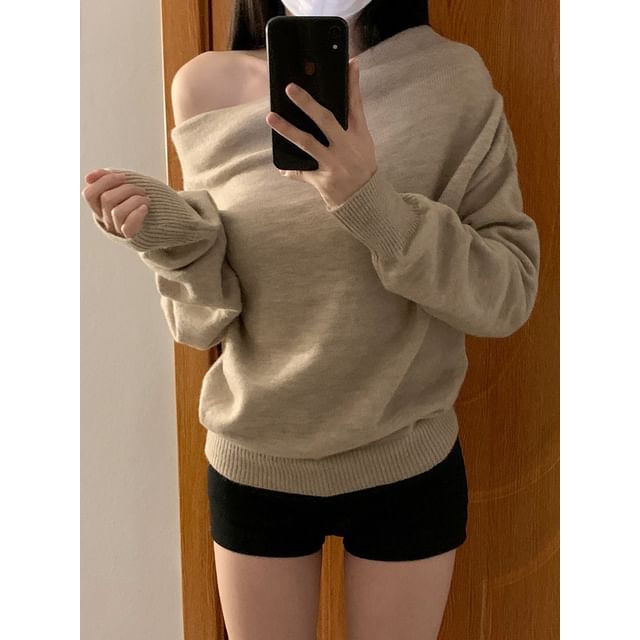 One Shoulder Knit Sweater