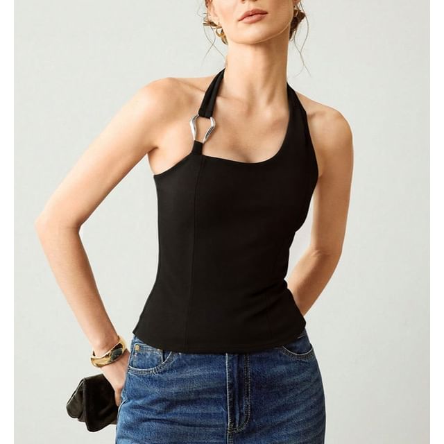 Slim-Fit Halter-Neck Minimalist Tank