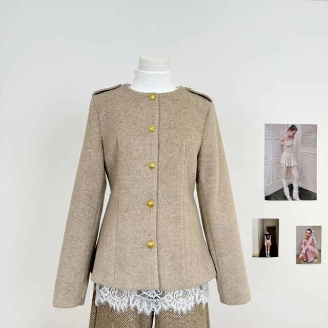 Button Jacket with Top and Straight Pants Set